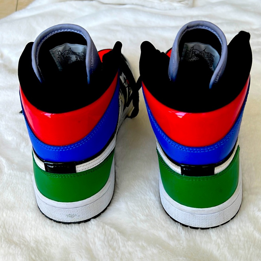 Air Jordan Mid Multi Patent- Patent Black- Orange, Patent red, Blue